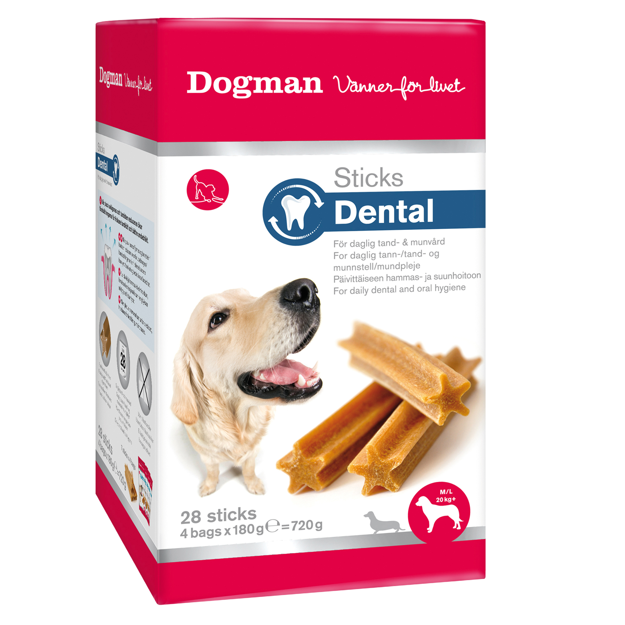 Dogman Sticks Dental box 28p M/L 13cm