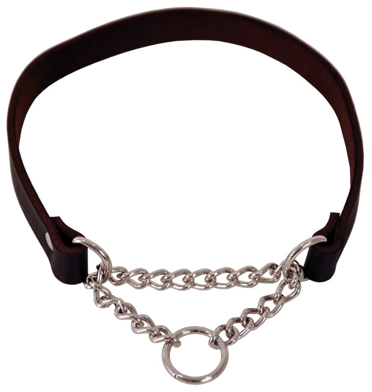 Dogman Läderhalsband Lina kedja Svart XS 35cm