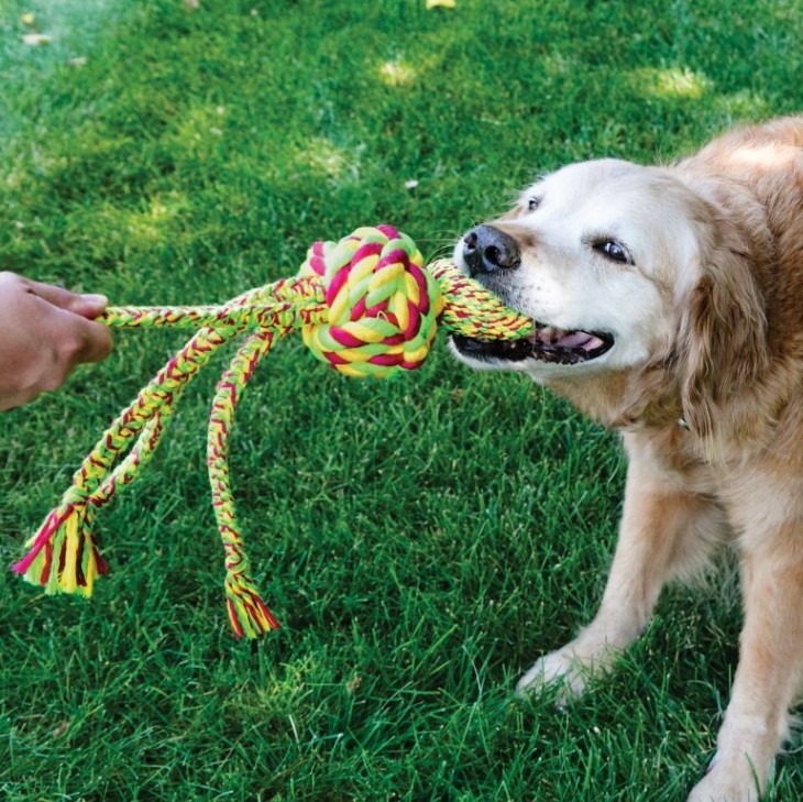 KONG Leksak Wubba Weaves med rep Mix L 38cm