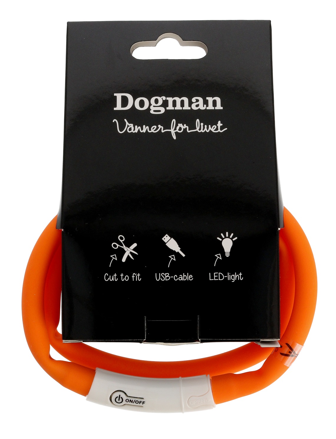 Dogman Blinkhalsband LED Orange 20-65cm