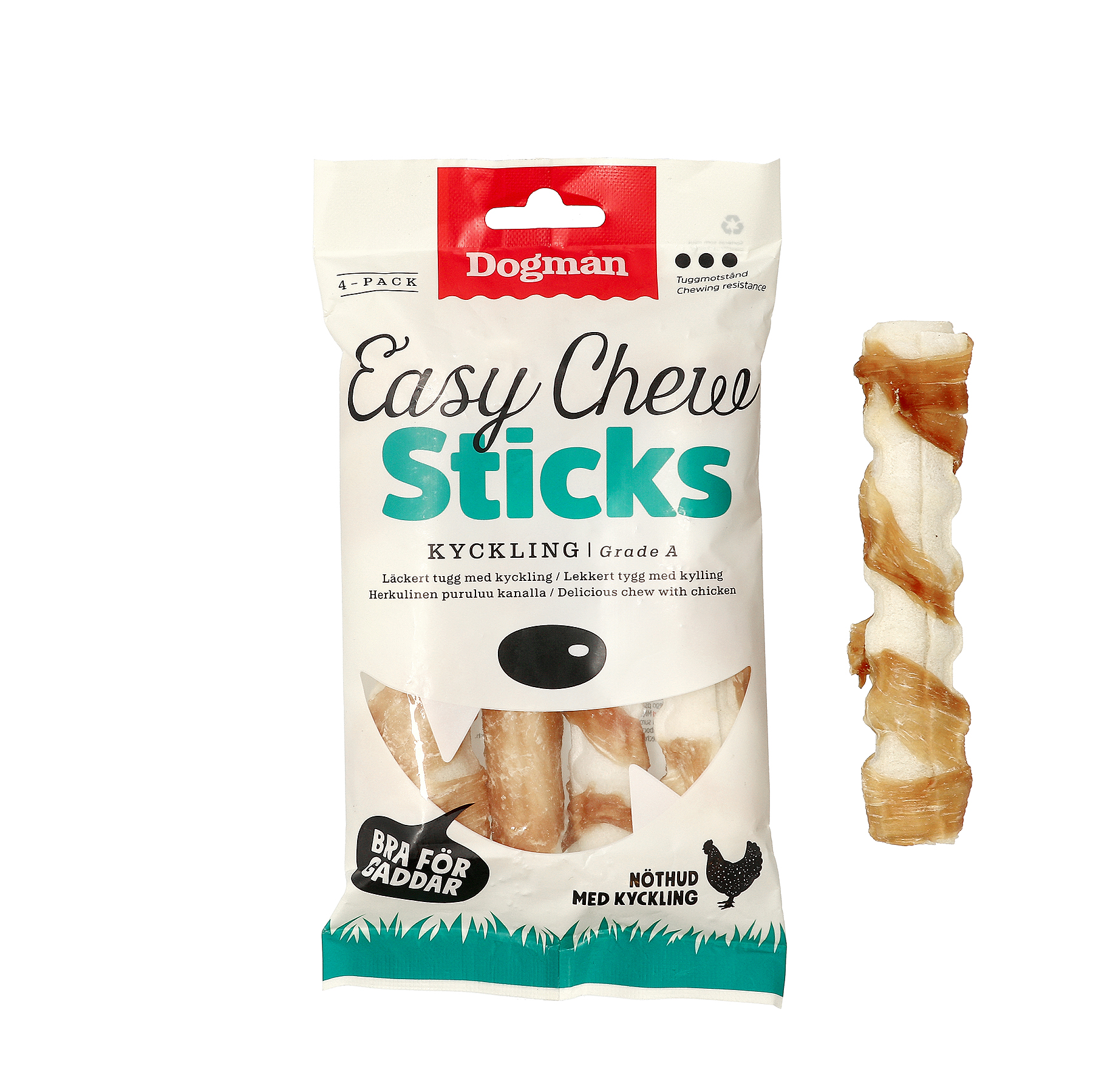 Dogman Easychew med kyckling 4p Vit S 12,5cm
