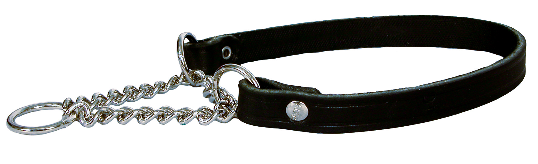 Alac Läderhalsband halvstryp Svart XS 30cm