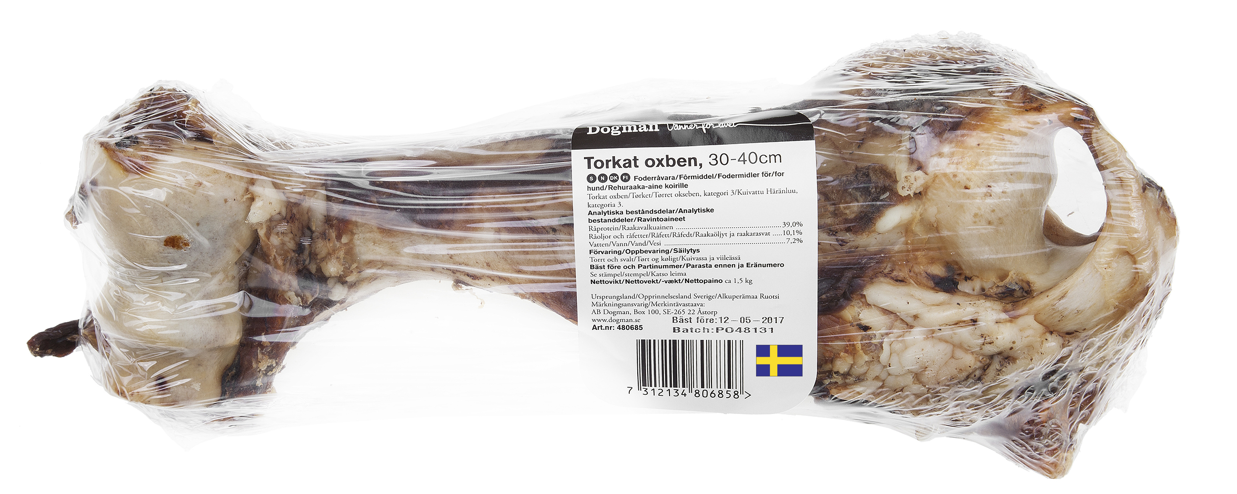 Dogman Torkat ben ox plastad L ca 1,5kg