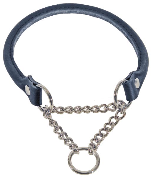 Alac Läderhalsband halvstryp Svart S 40cm