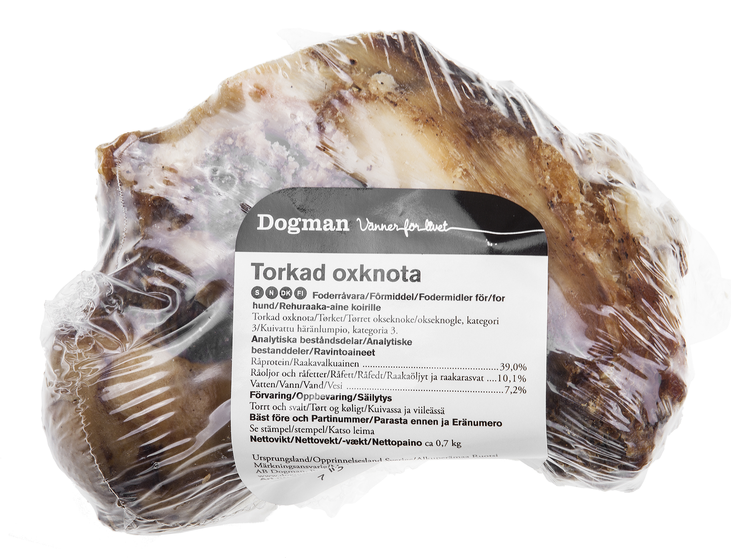 Dogman Torkad knota ox plastad ca 700g