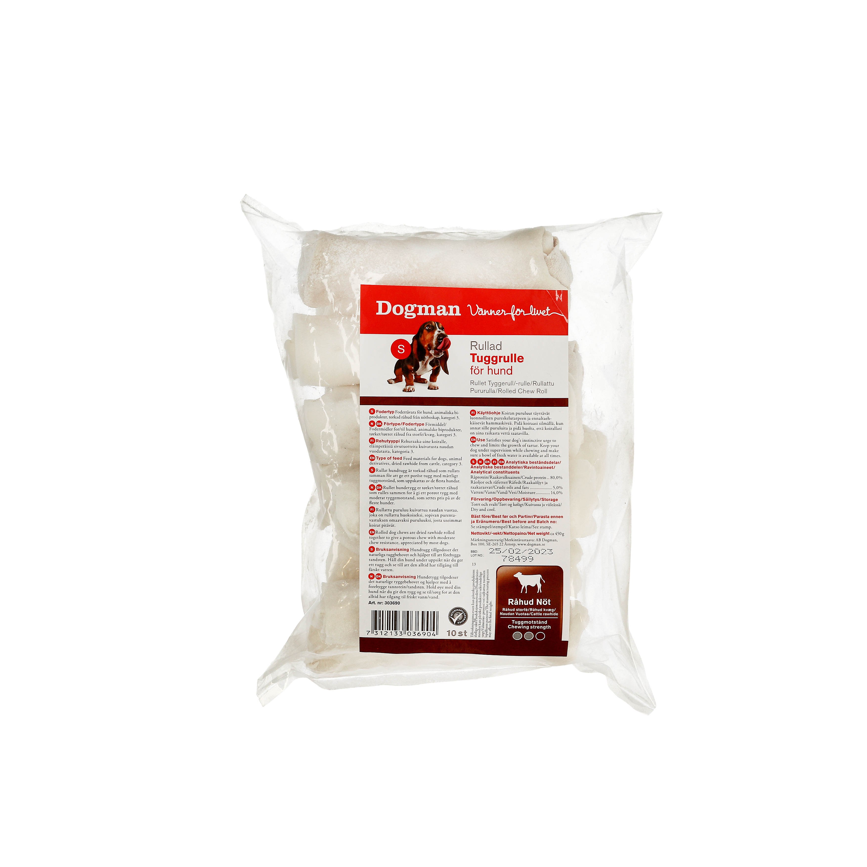 Dogman Tuggrullar 10p Vit S 12,5cm