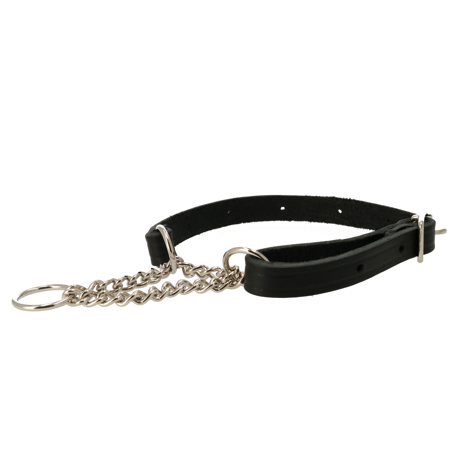 Alac Läderhalsband halvstryp Svart L 60cm