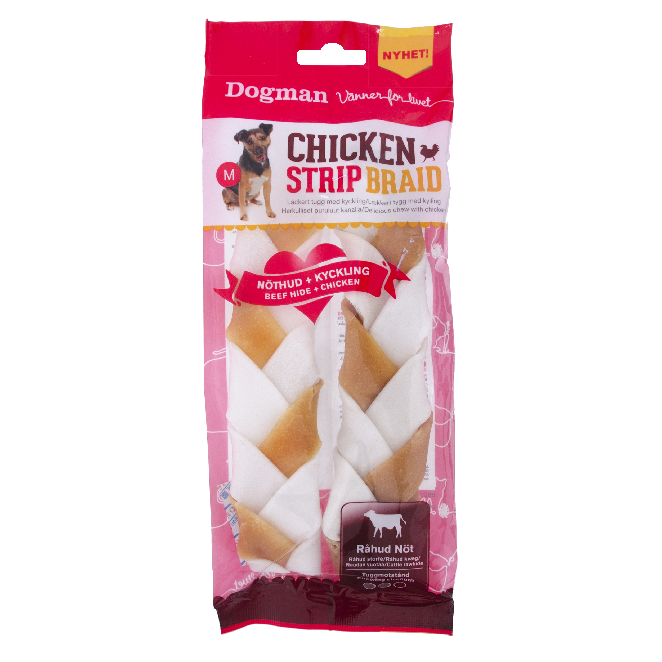 Dogman Chicken strip braid 2p Vit M 17,5cm
