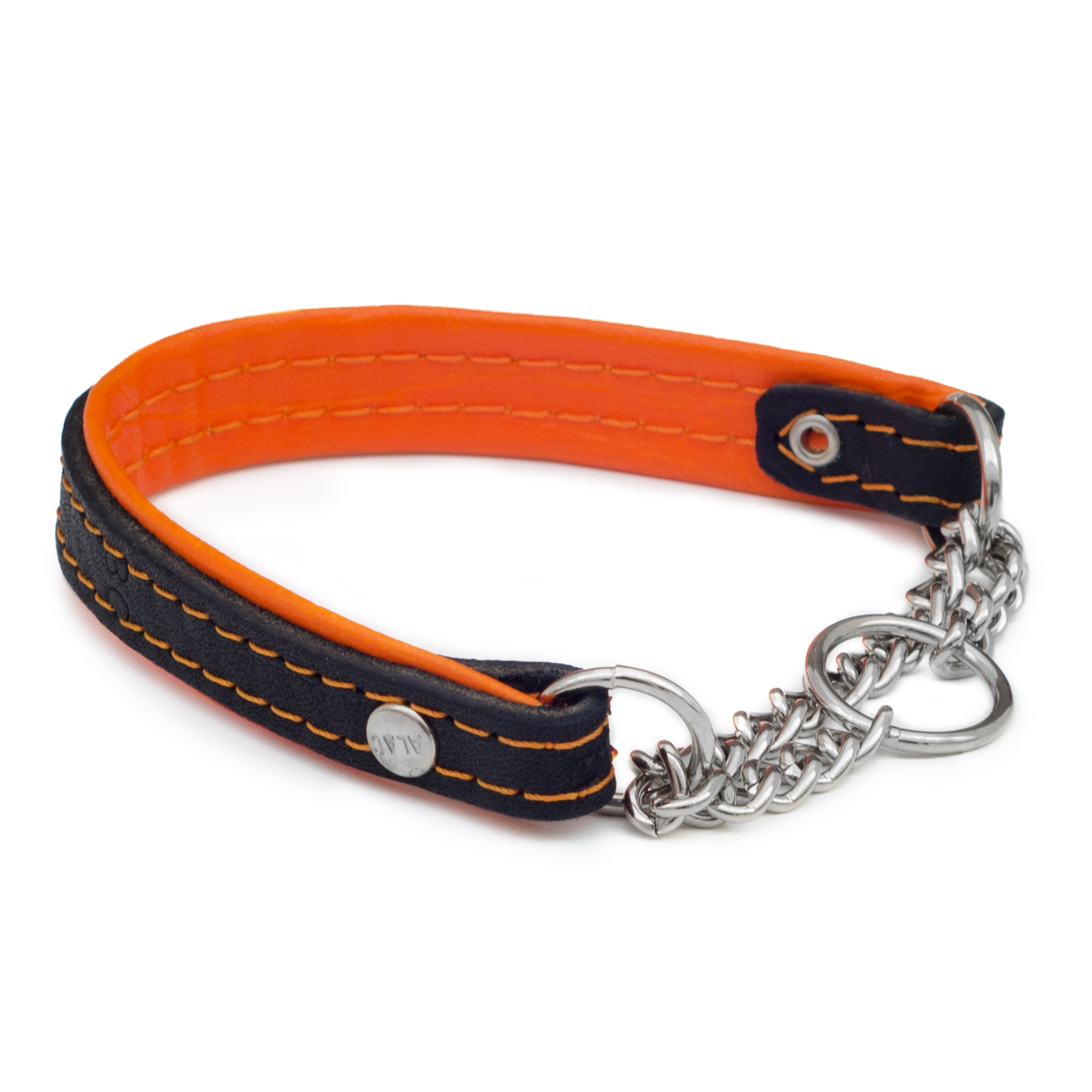Alac Läderhalsband halvstryp Orange XS 30cm