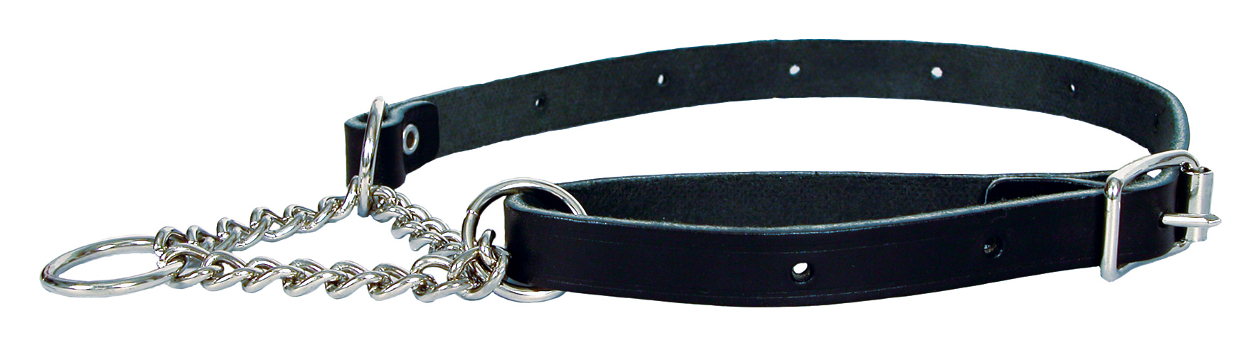 Alac Läderhalsband halvstryp Svart XS/S 35cm