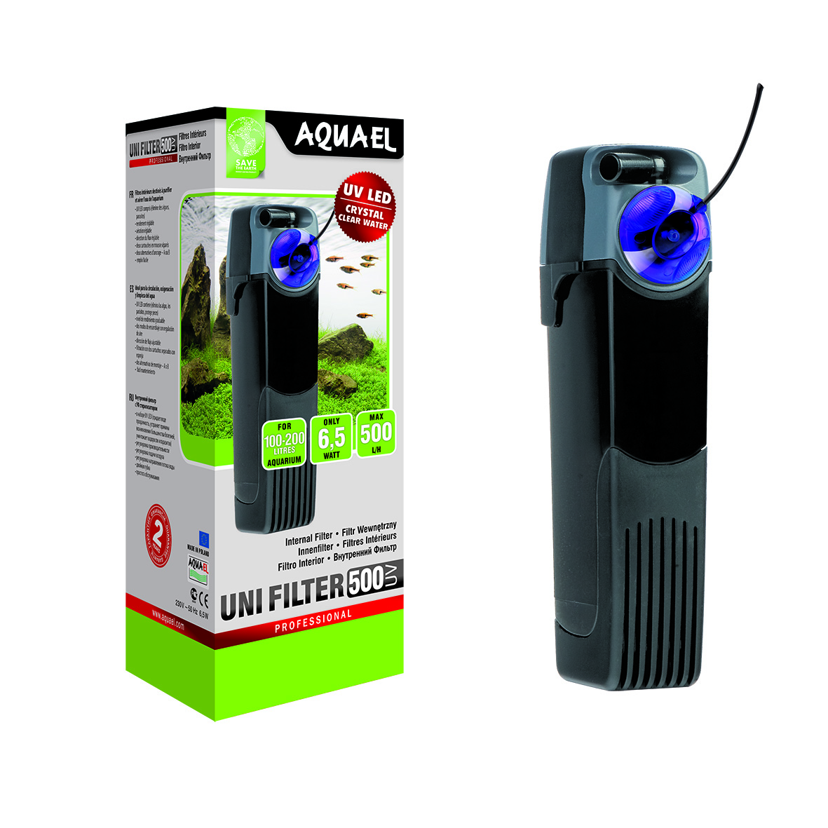 Aquael Innerfilter UNI UVC Svart 5W 500l/h
