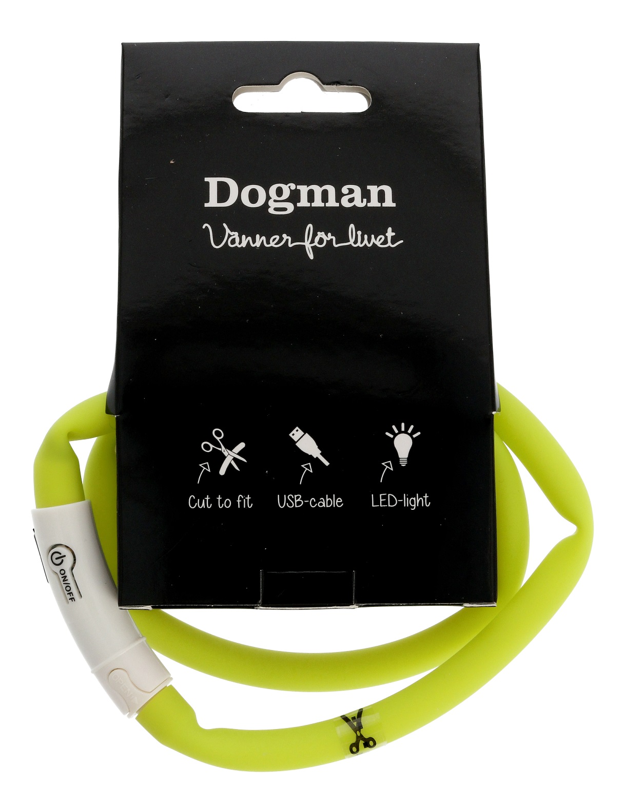 Dogman Blinkhalsband LED Gul 20-65cm