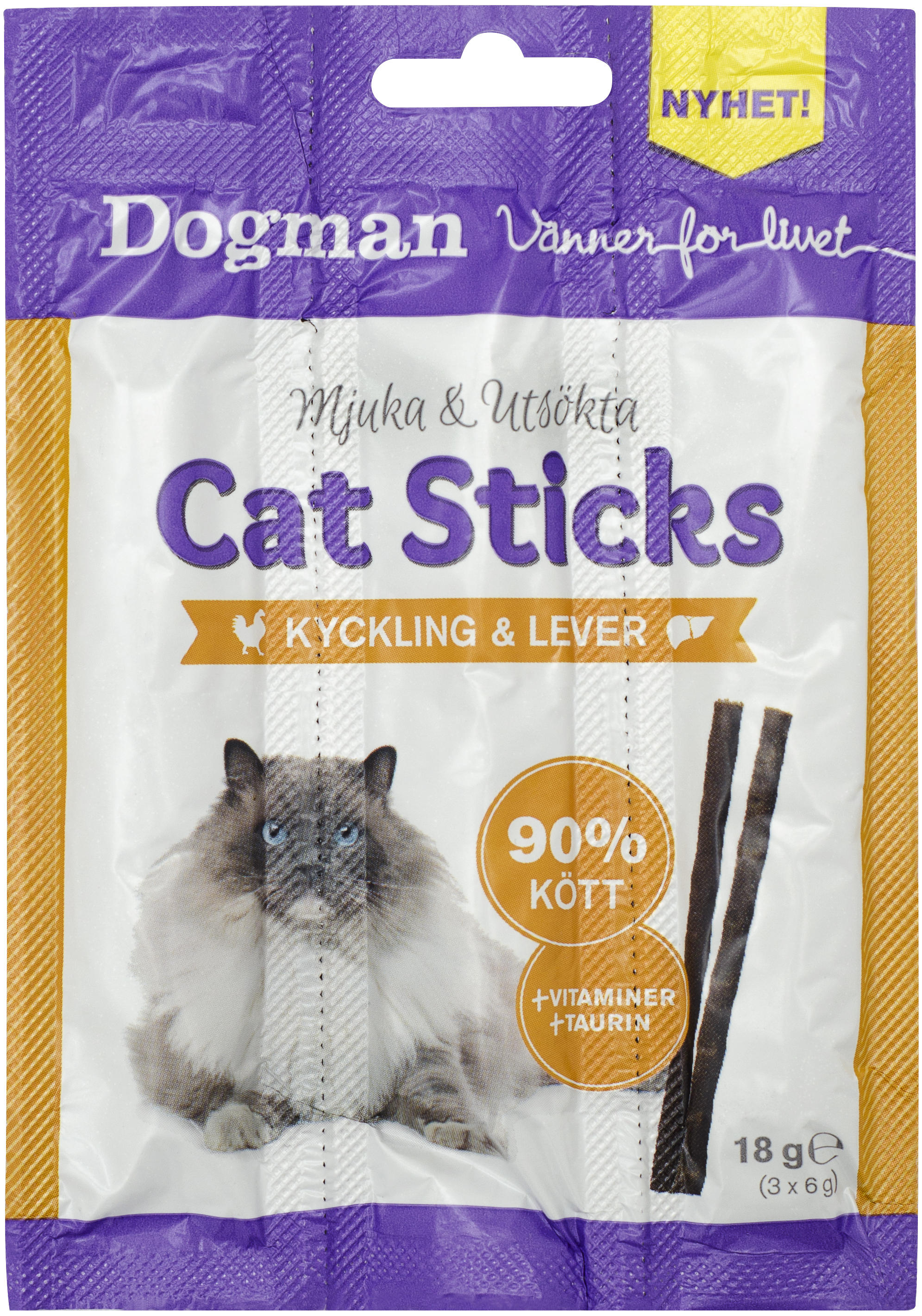 Dogman Cat sticks kyckling lever 3p 18g