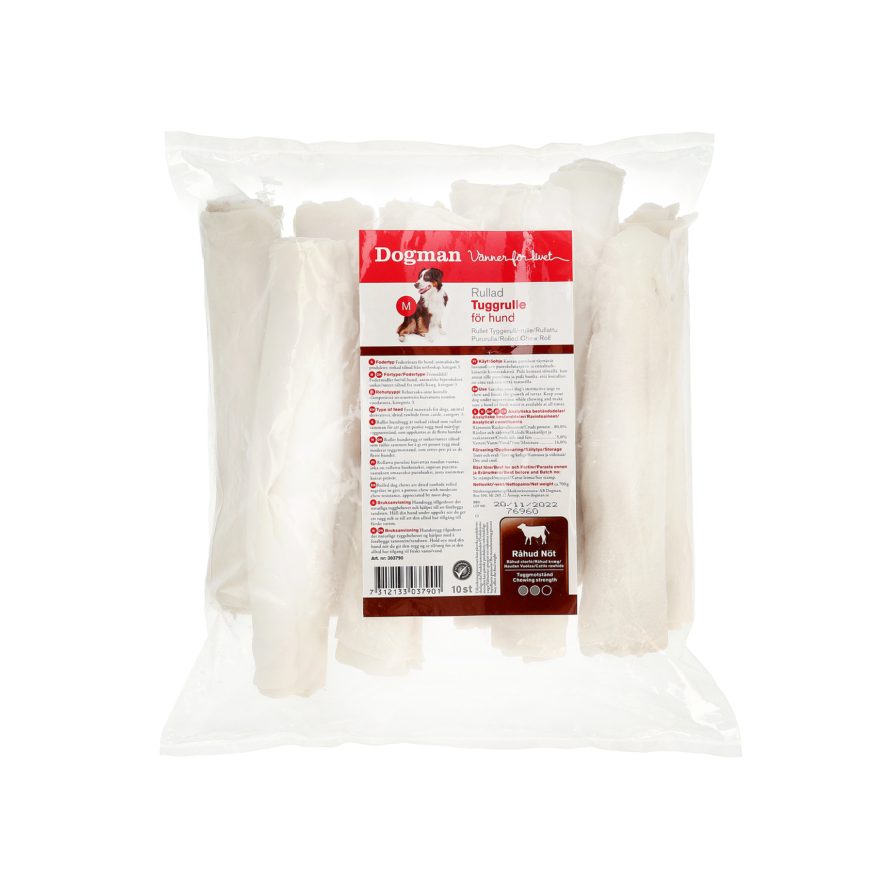 Dogman Tuggrullar 10p Vit M 20cm