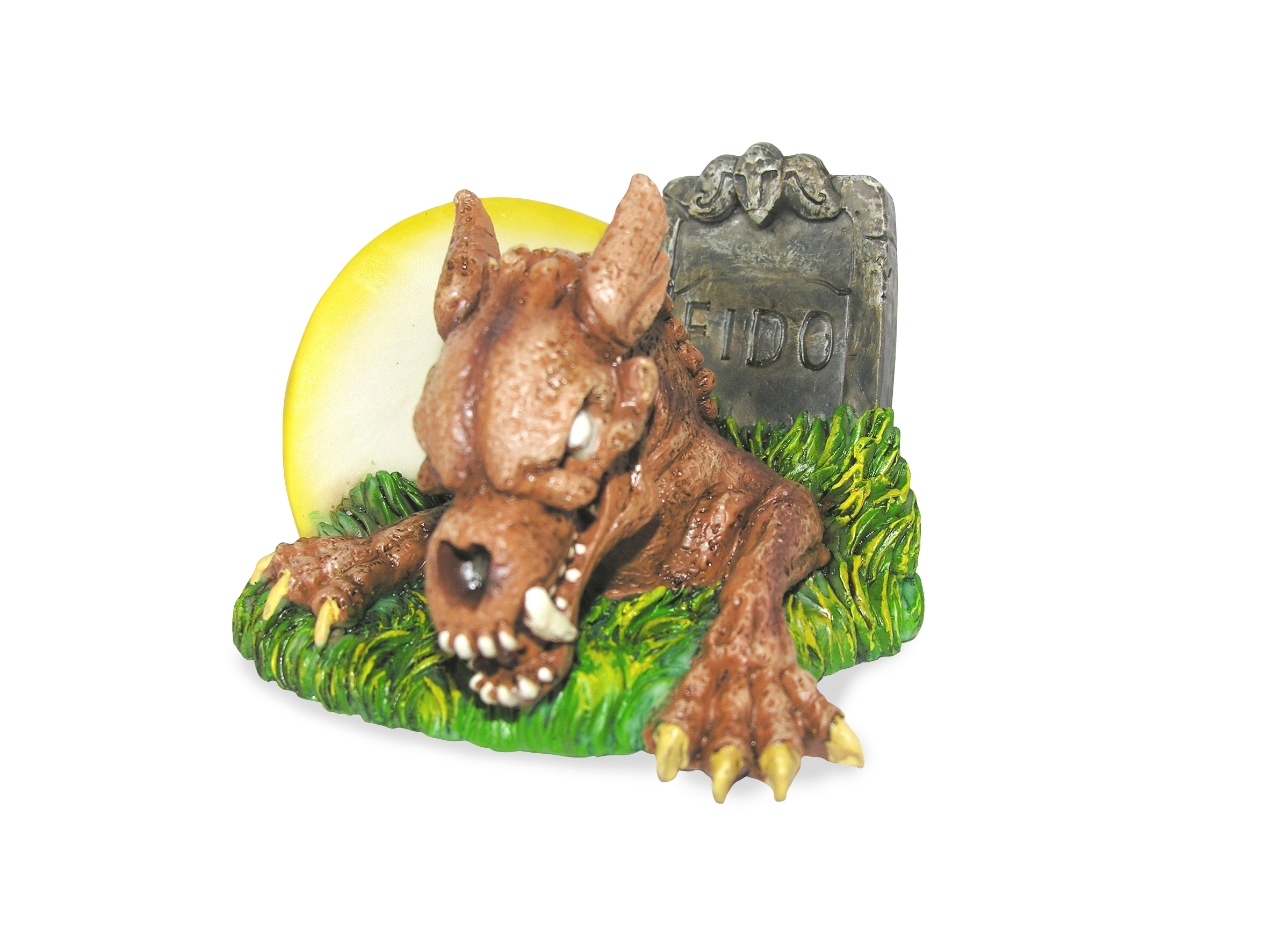 | Dekor Zombie hund i grav Brun M 11cm