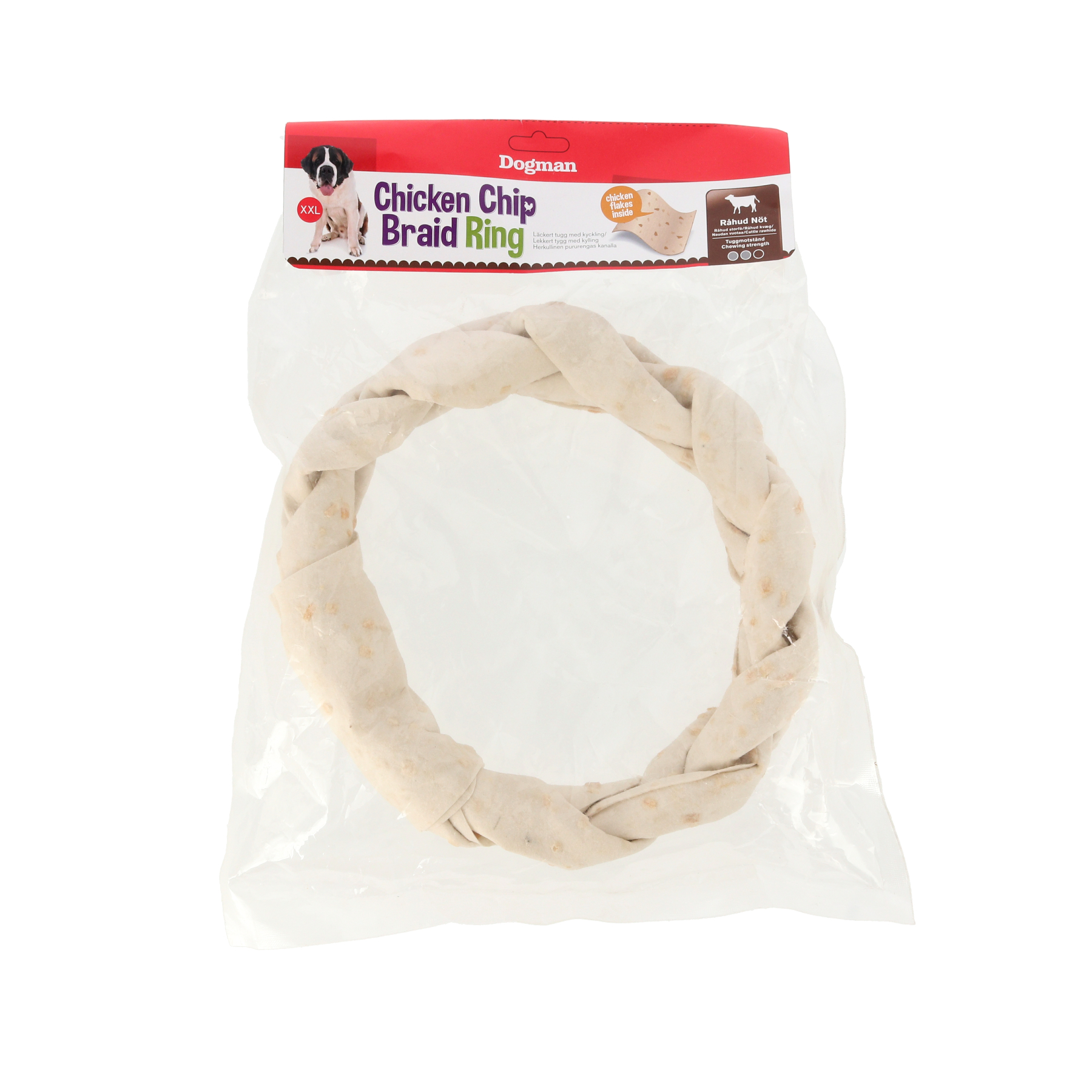 Dogman Chicken Chip braid ring Vit XXL 25cm