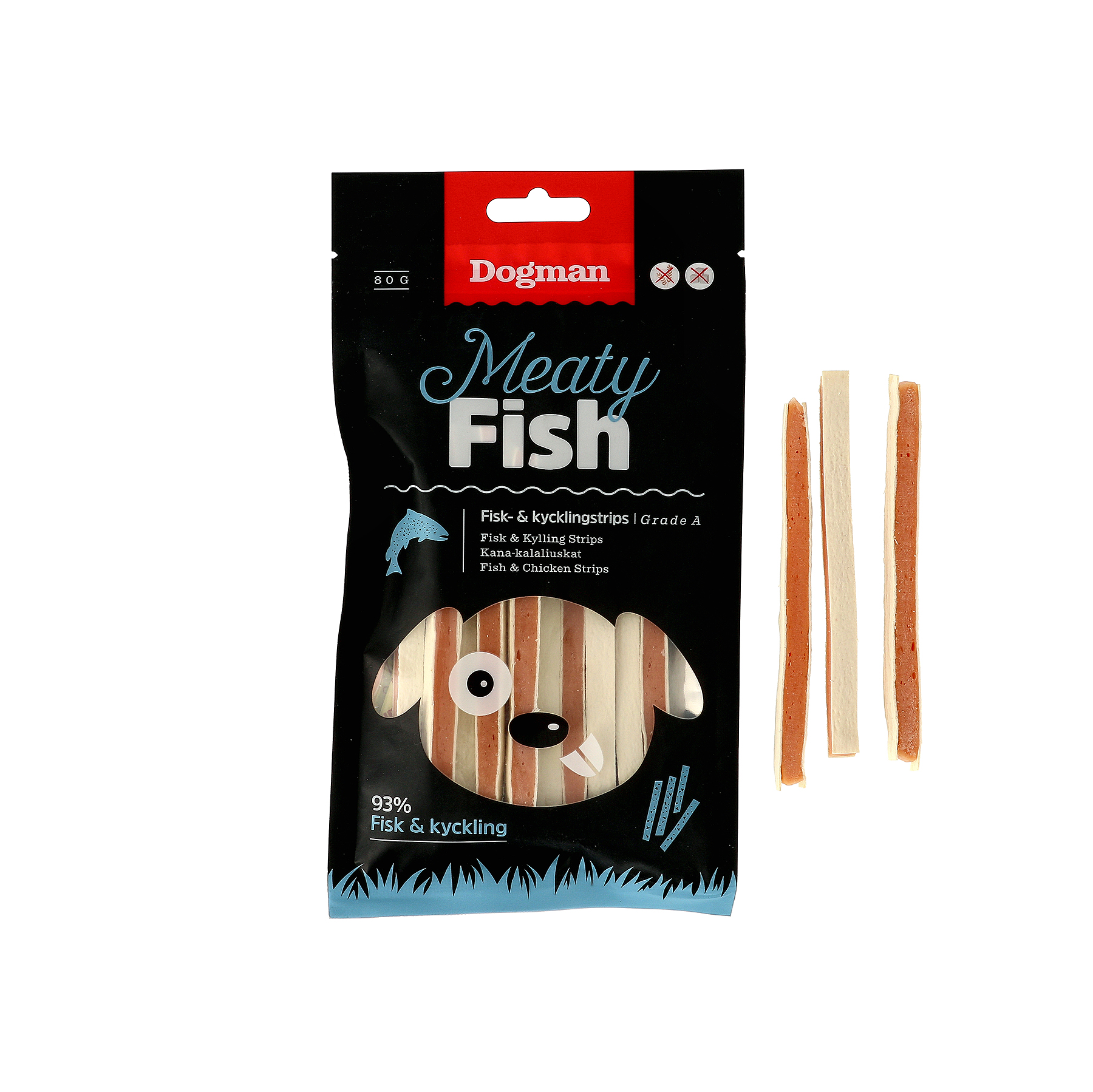 Dogman Fisk och kycklingstrips 80g