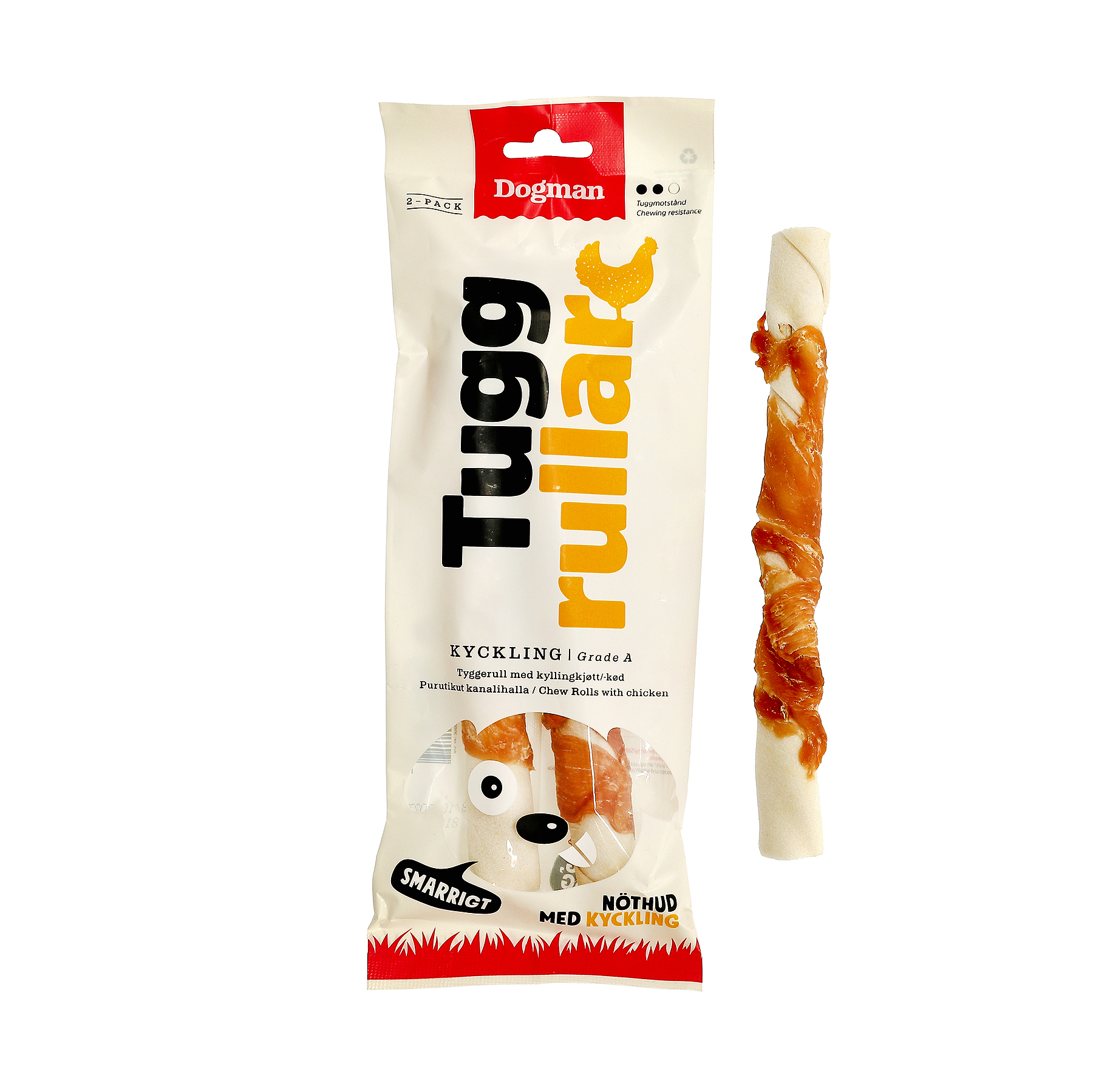 Dogman Tuggrullar med kyckling 2p Vit M 20cm