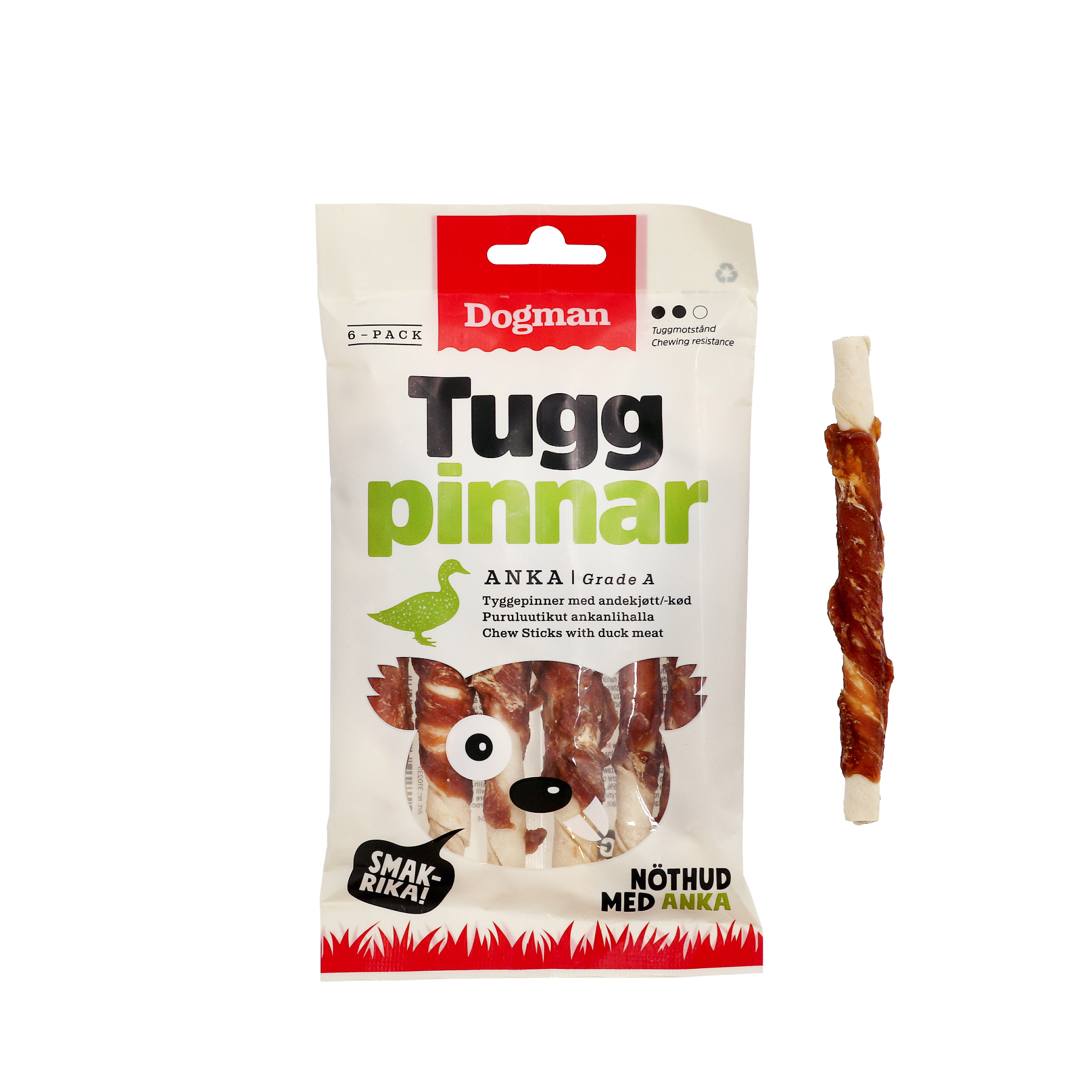 Dogman Tuggpinnar med anka 6p Vit S 12cm