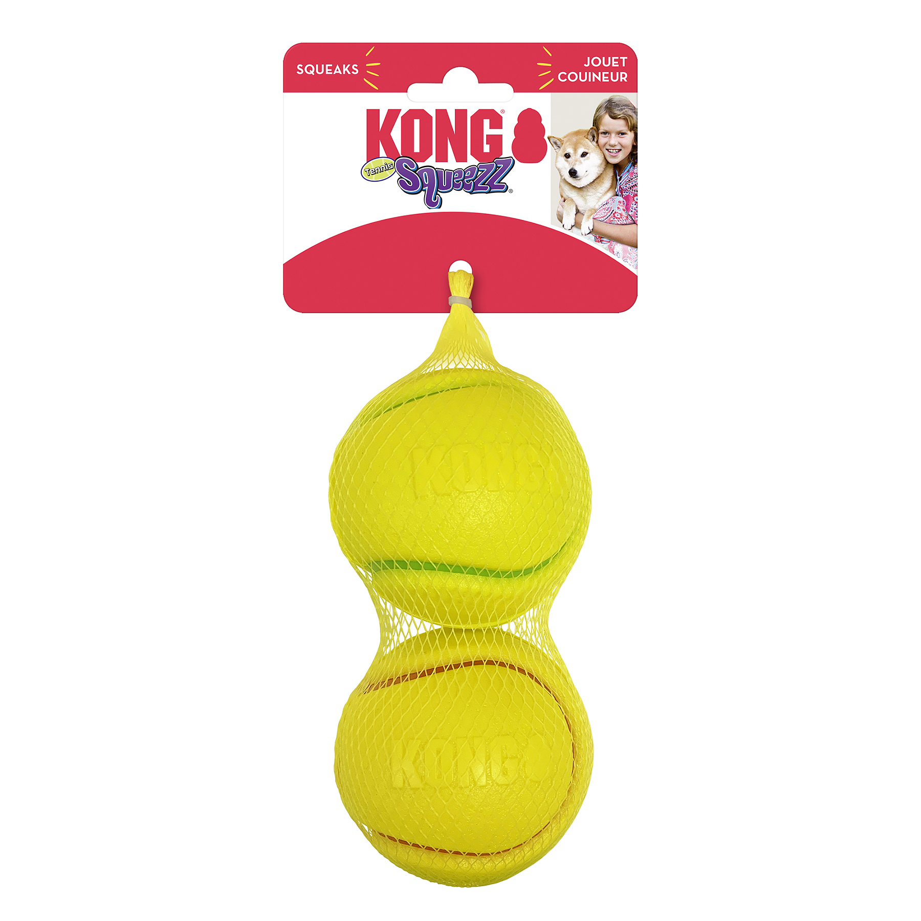KONG Leksak Squeezz Tennis 2p Gul M