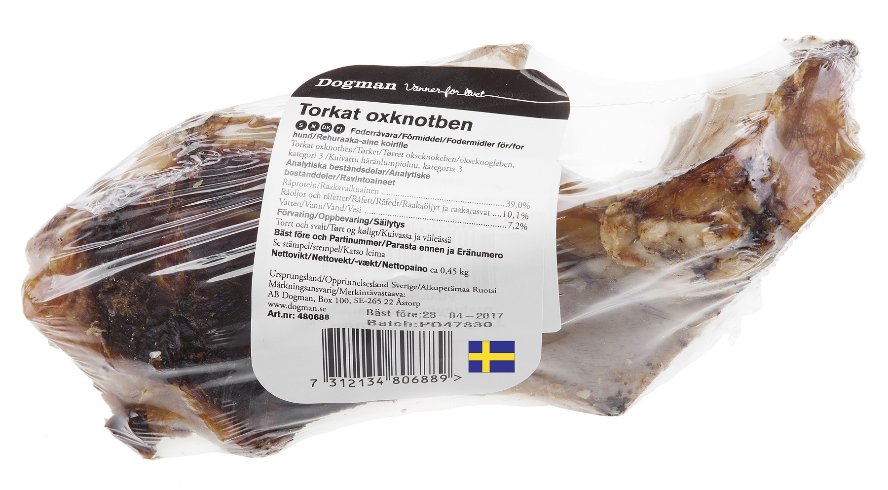 Dogman Torkat knotben ox plastad 450g
