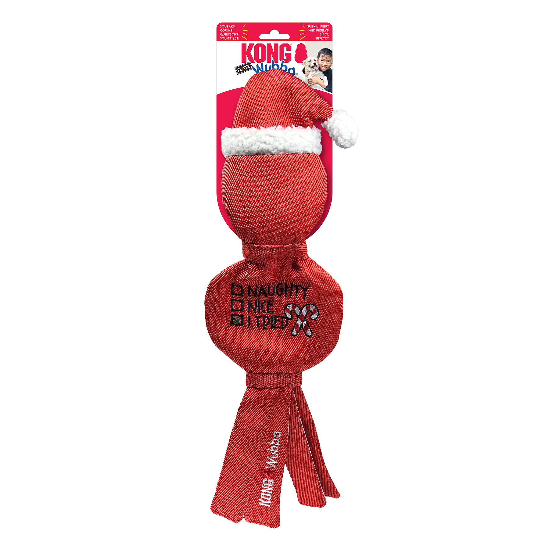 KONG Julleksak Wubba Flatz Mix L 48cm