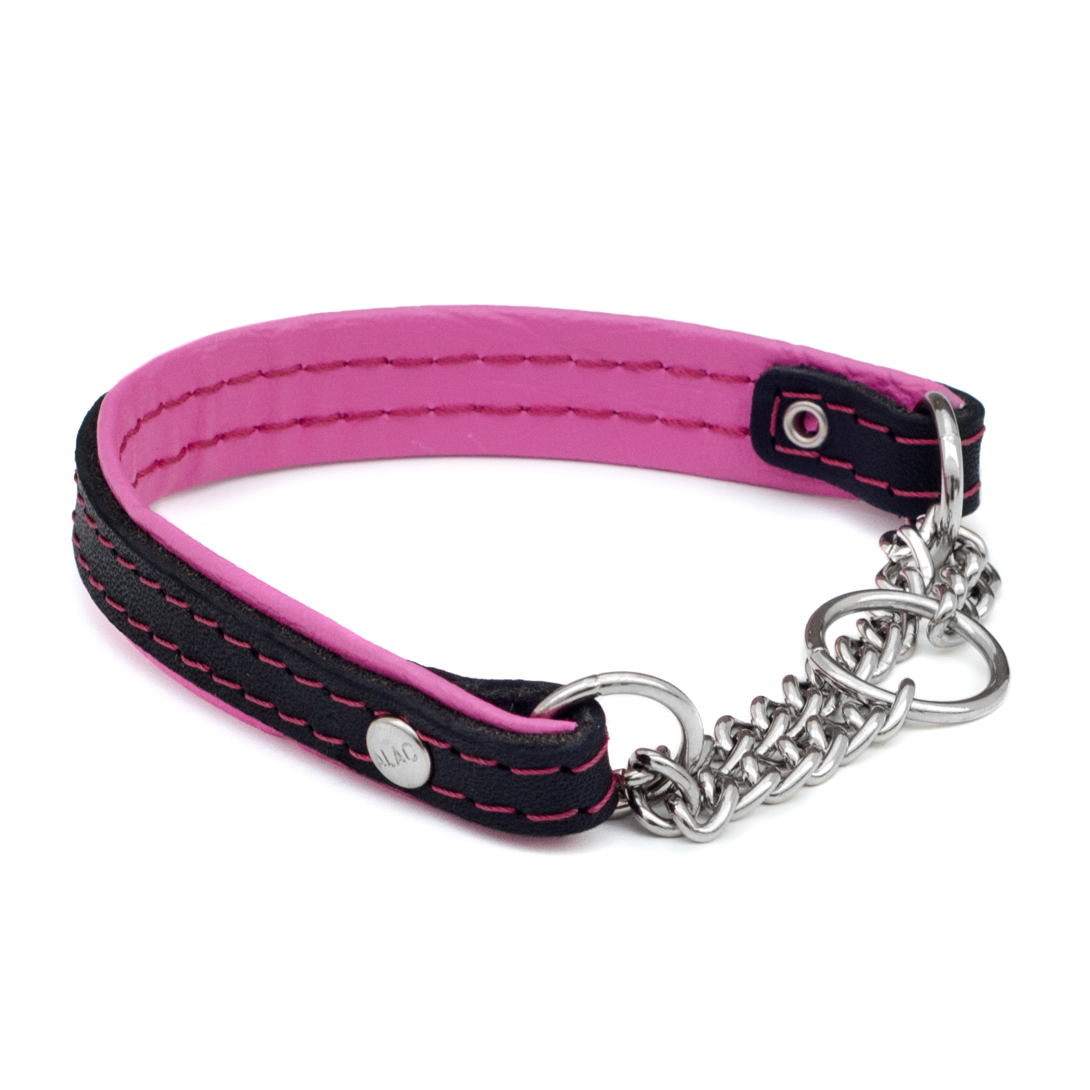 Alac Läderhalsband halvstryp Rosa XS 30cm