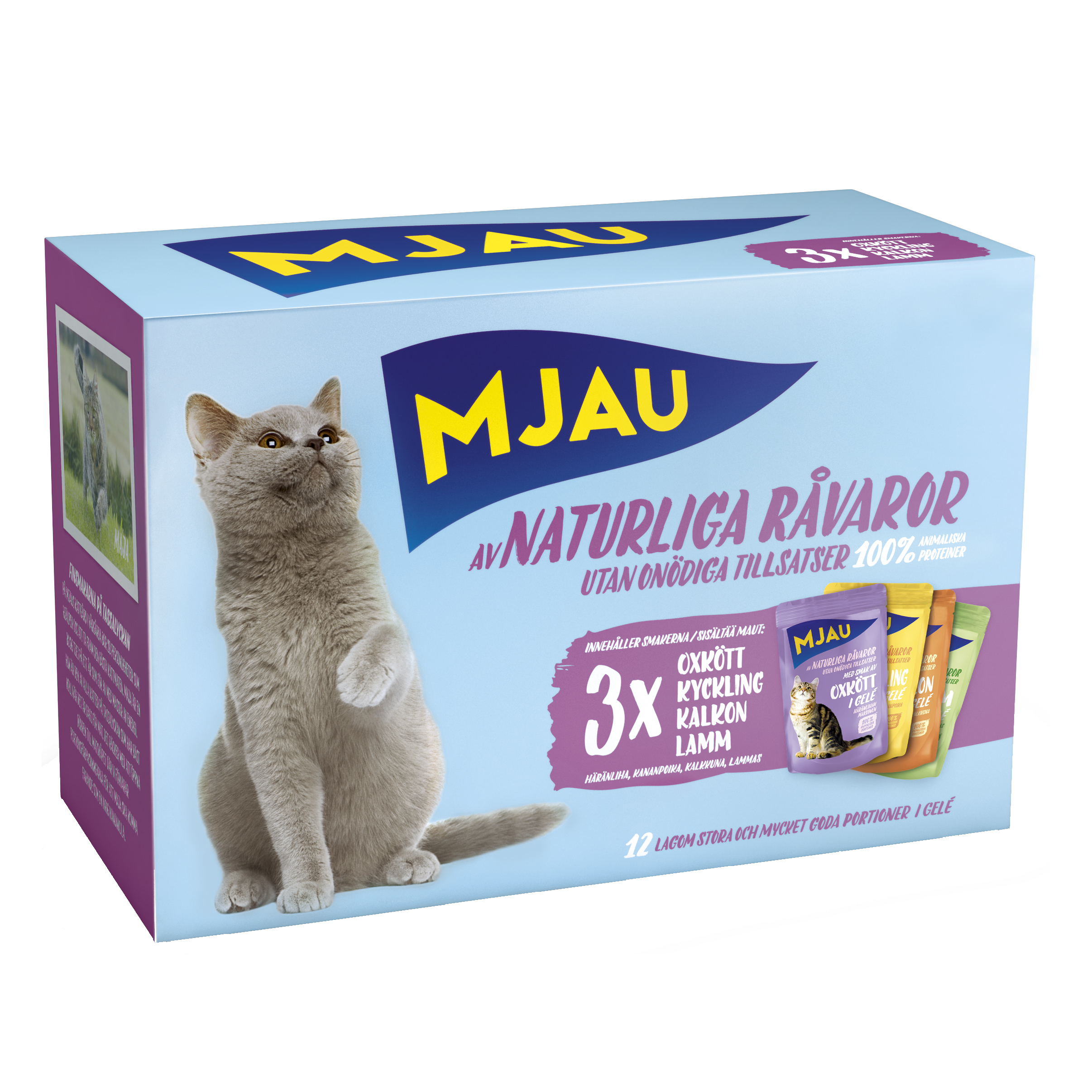 Mjau Bitar i sås med kött mix 12x85g