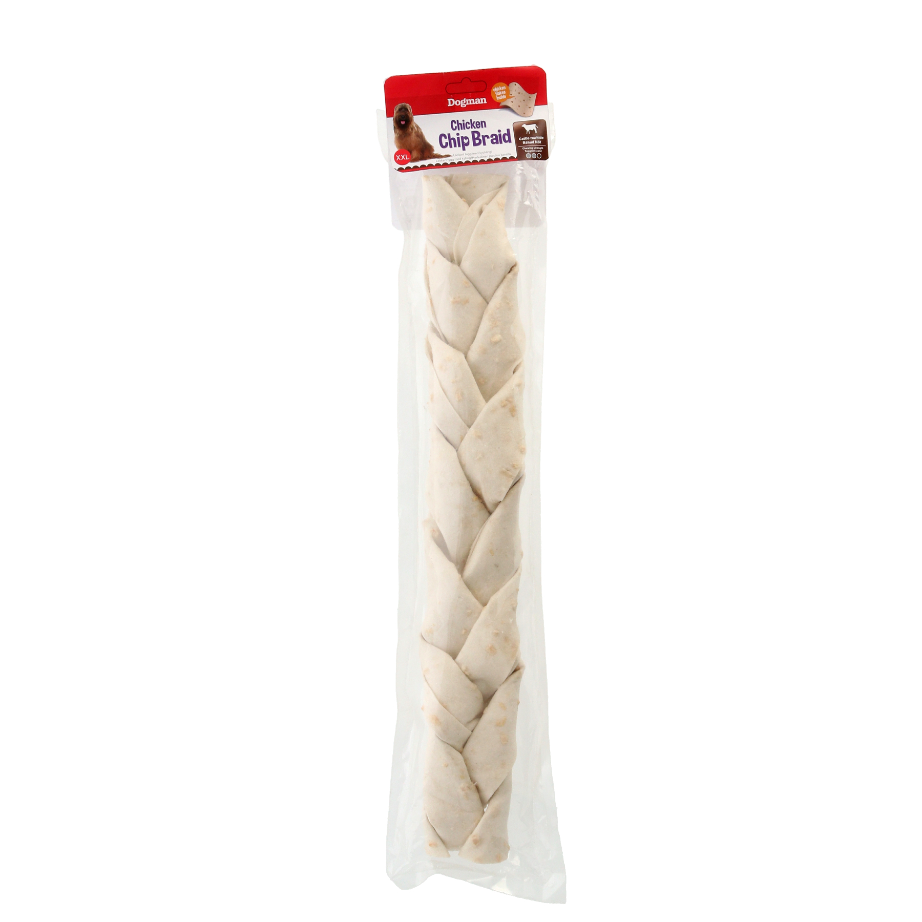 Dogman Chicken Chip braid Vit XXL 50cm