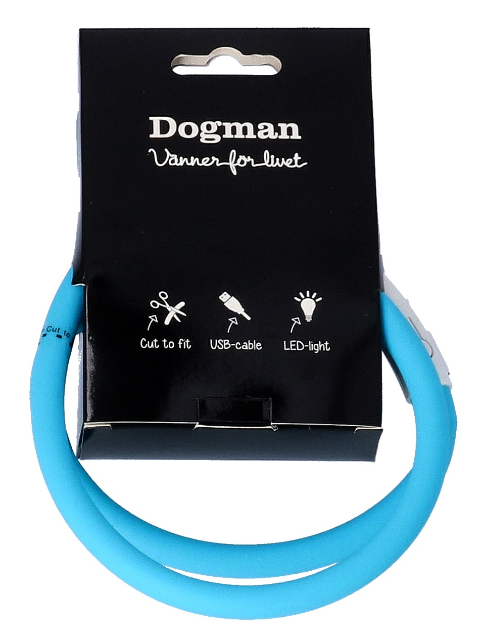 Dogman Blinkhalsband LED Turkos 20-65cm