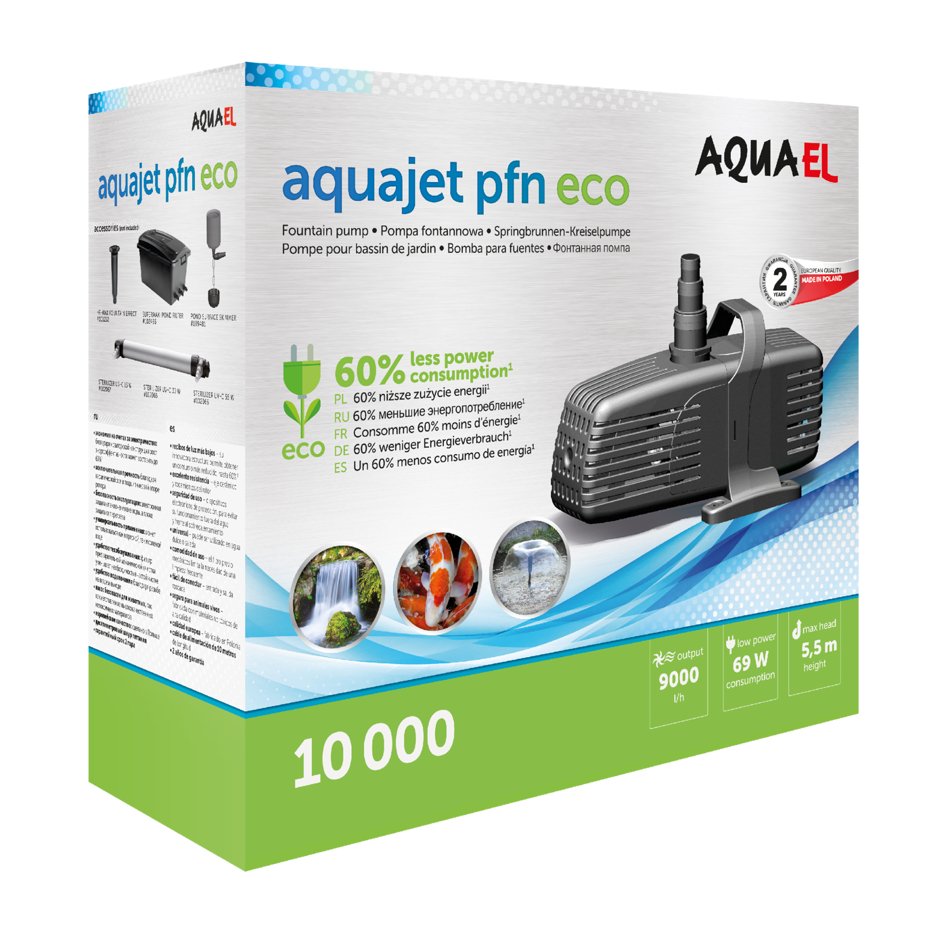 Aquael Dammpump AquaJet PFN ECO 69W 9000l/h