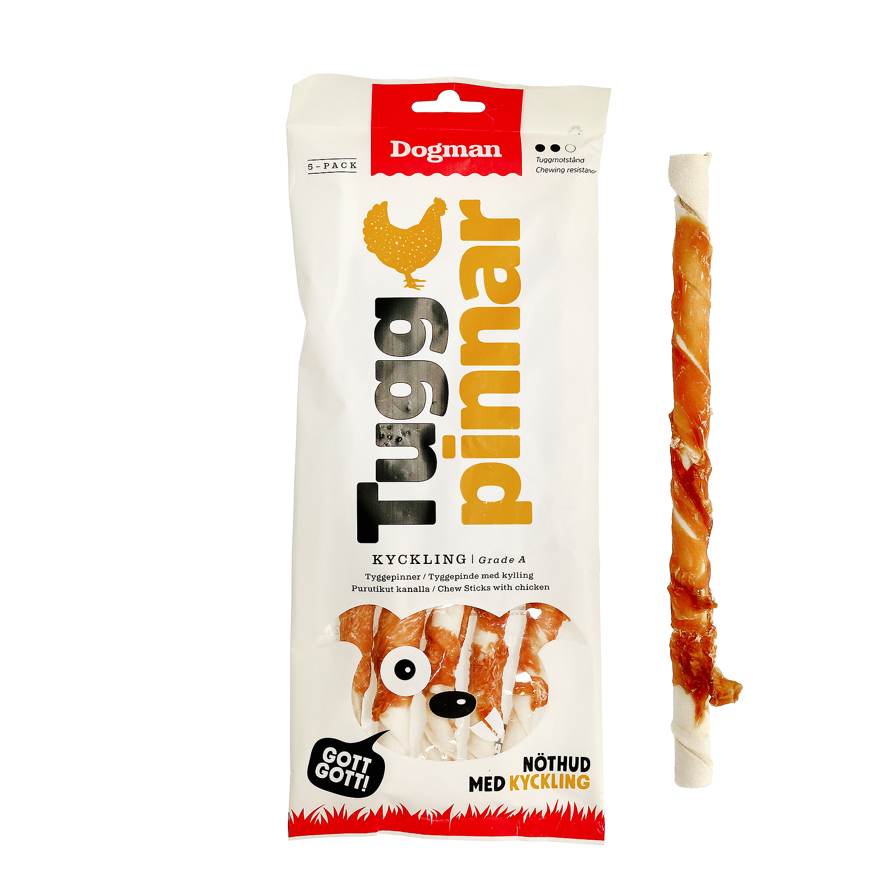 Dogman Tuggpinnar med kyckling 5p Vit M 25cm