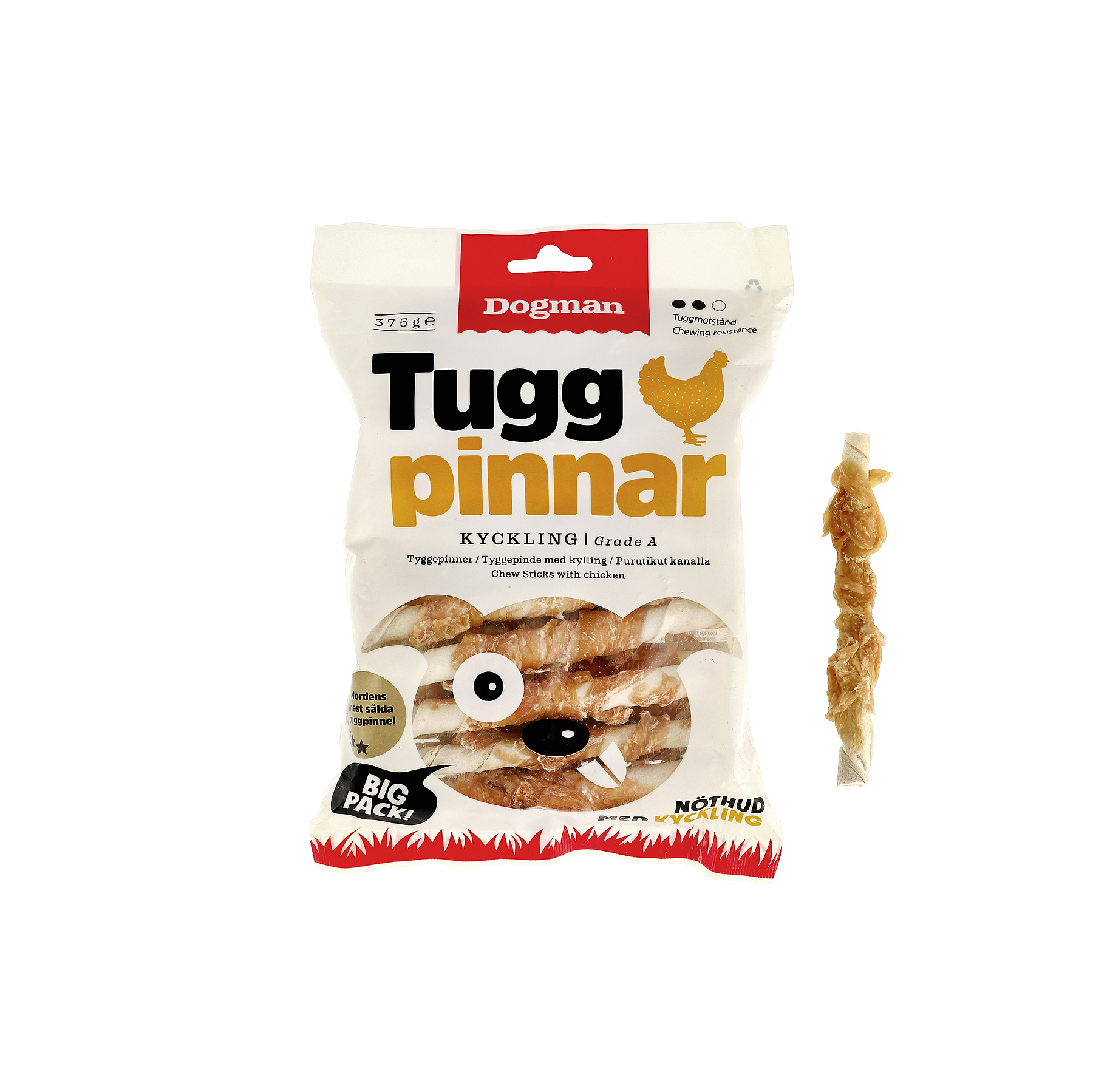 Dogman Tuggpinnar med kyckling 30p Vit S 12cm